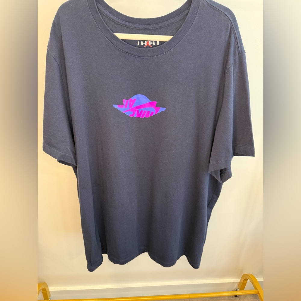Nike Air Jordan Blue Navy Wings Classic Short Sleeve Men's 3XL Tee